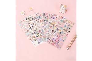 6 Sheets Scrapbook Supplies, Letter Stickers for DIY Crafts, Self Adhesive Decals with Numbers for Album Art Journaling (6pcs