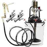 QVIKPMU 60:1 Portable Air-Operated Grease Pump for 5 Gallon Bucket, Grease Gun Coupler 2 PCS and 13 ft High Pressure Hose, 0.85L/Min, 34-48Mpa, Universal Fit, Vehicle Compatible (No Bucket)