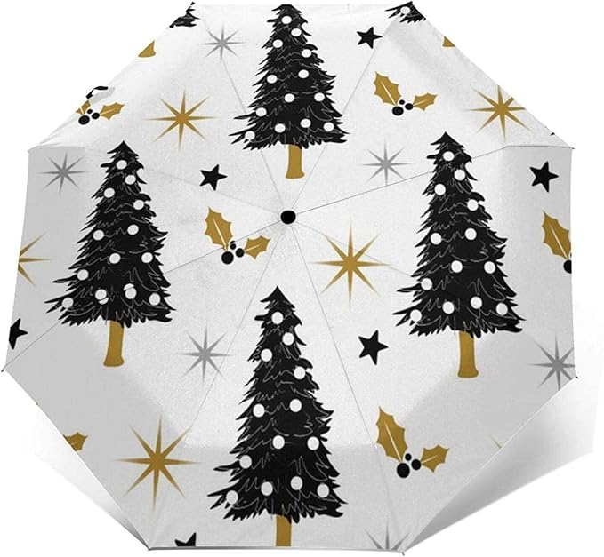 Christmas Tree Automatic ThreeFold Umbrella Lightweight Windproof One