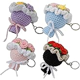 BIMIVAN Mini Crochet Flowers Bouquet Keychain, Knitted Flower - Mothers Day Valentines Gifts for Women Mom Wife