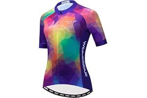 JPOJPO Women Cycling Short Sleeve Jersey Bike Bicycle Clothing Flowers Jacket with Big Reflective Tape