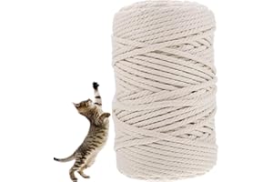 164FT/50M Cotton Rope for Cat Scratching Post Tree Tower Replacement for Repairing Recovering, 6mm Natural Cotton Craft Cord 
