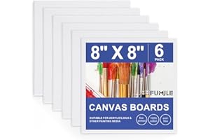 FUMILE Canvas Boards for Painting 8x8, 6 Pack Canvases for Painting Primed Acid Free Blank Canvas Panels for Painting Canvas for Classroom and Painting Parties.