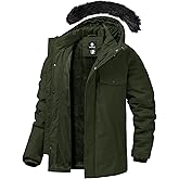 CHEXPEL Mens Winter Coat Puffy Parka Jacket with Fur Hood Waterproof & Windproof Long Winter Fleece Lined Outwear
