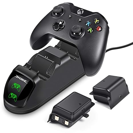ECHTPower Xbox One Controller ladestation, 2 x 2000mah Xbox One Controller Akku, Dual Schnellladegerät mit LED-Anzeige für Xb
