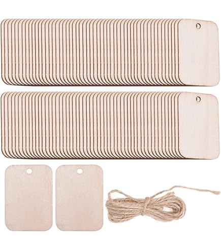 200 Pack 3 Inch Wood Tags With Jute Twine - Blank Unfinished Wood Labels For Crafts