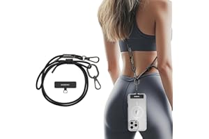 MAGEASY Universal Cell Phone Lanyard - Anti-Theft Rope Crossbody Phone Strap for iPhone 16 Pro Max & Most Smartphones, for Men & Women | 6mm Black
