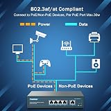 YuanLey 5 Port Gigabit PoE Switch 4 PoE+ 78W Unmanaged Plug Play Metal view 4