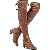 Vipost Square Toe 2.5-inch Thigh High Boots, Suede Over the Knee High Boots for Women, Chunky Block Heel Long Tall Boot with Side Zipper, Fall Winter Fashion 2025