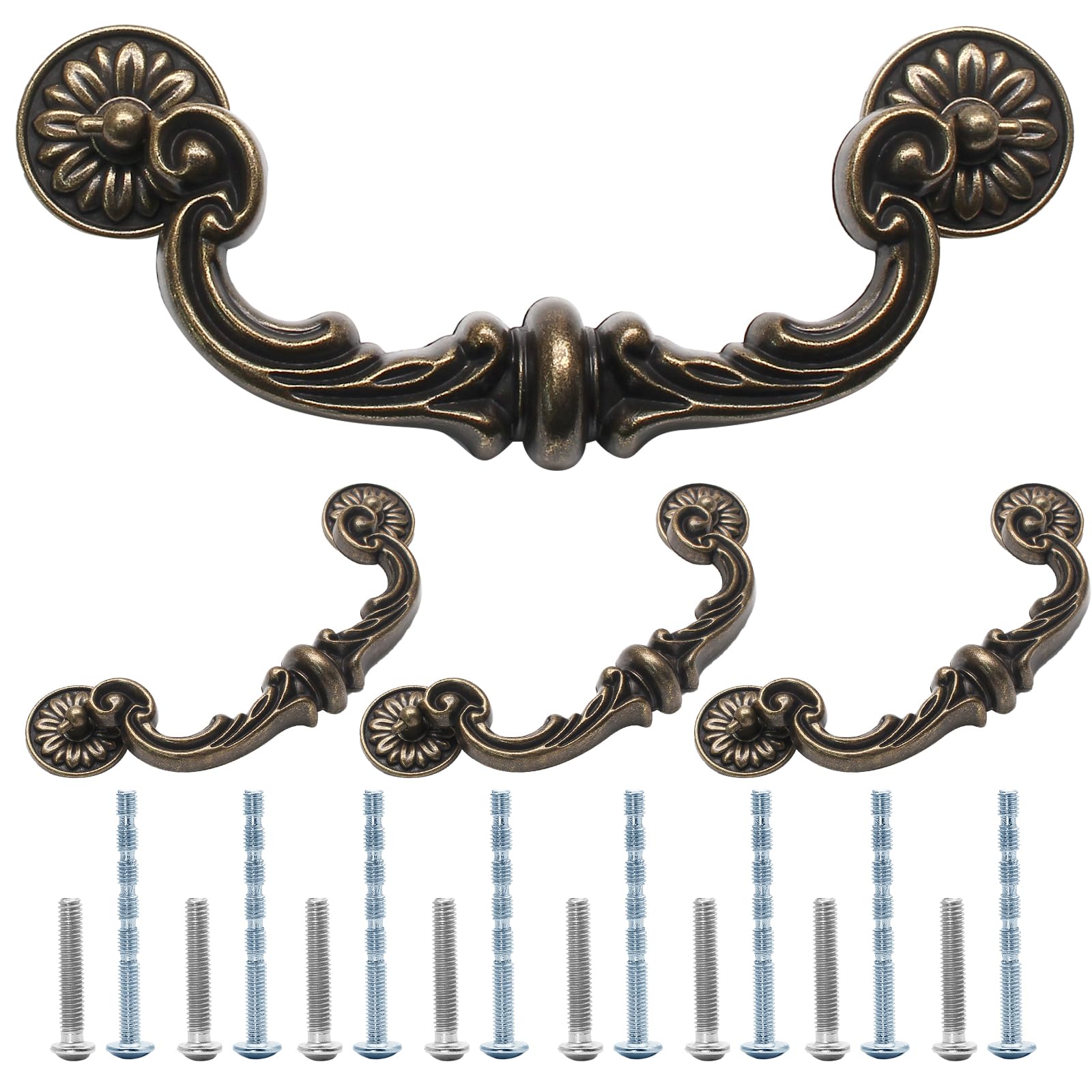 Photo 1 of Uenhoy 4 Pack Vintage Drawer Pulls 6 Inch (150mm) Hole Center Drop Bail Cabinet Pulls, Bronze Bail Handle Drop Pull Handles for Cabinet Dresser Drawer