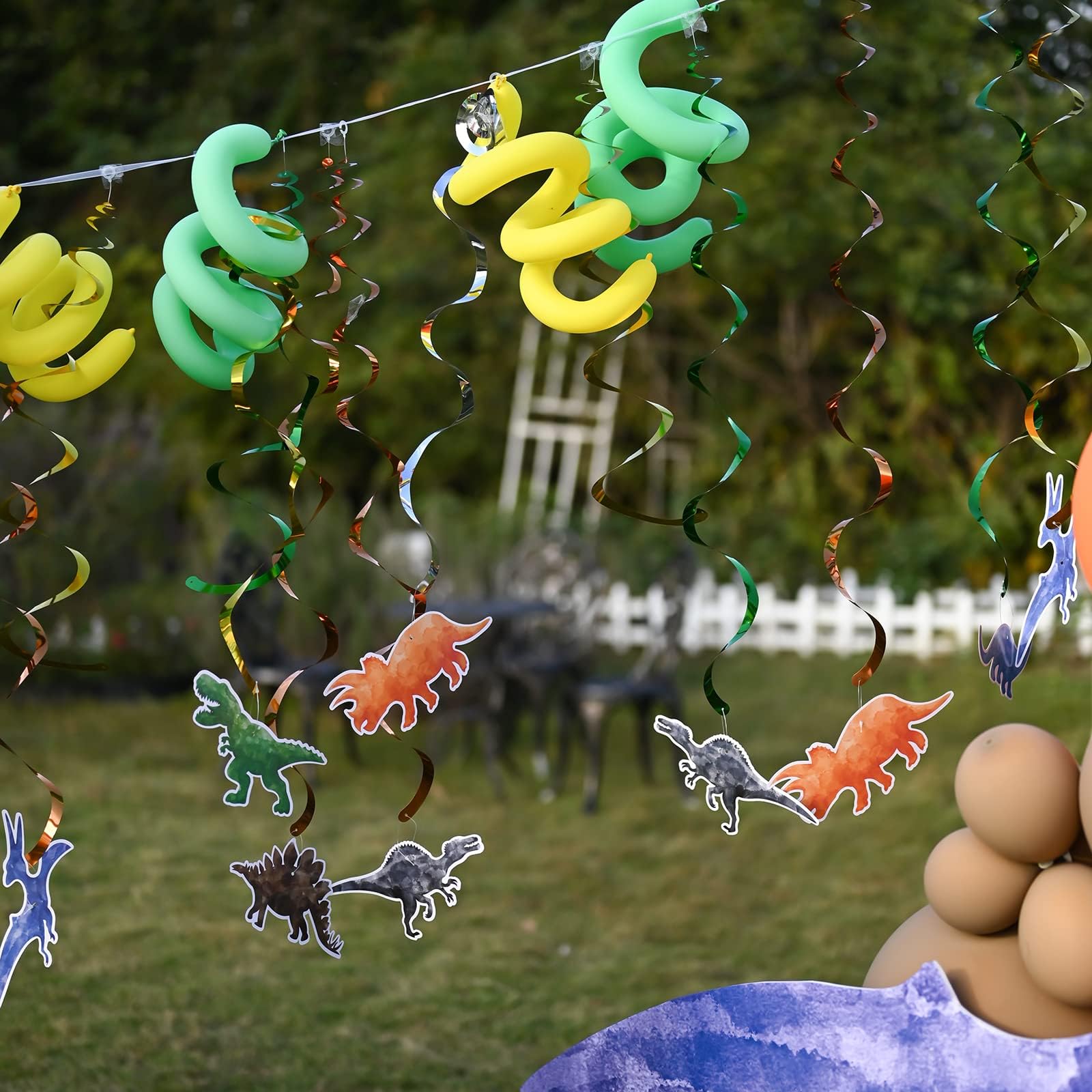 Watercolor Dinosaur Hanging Swirl - 24PCS Dinosaur Party Decorations for Boys Kids Dino Theme Birthday Party Supplies Jurassic World Hanging Spiral Garlands Ceiling Decor