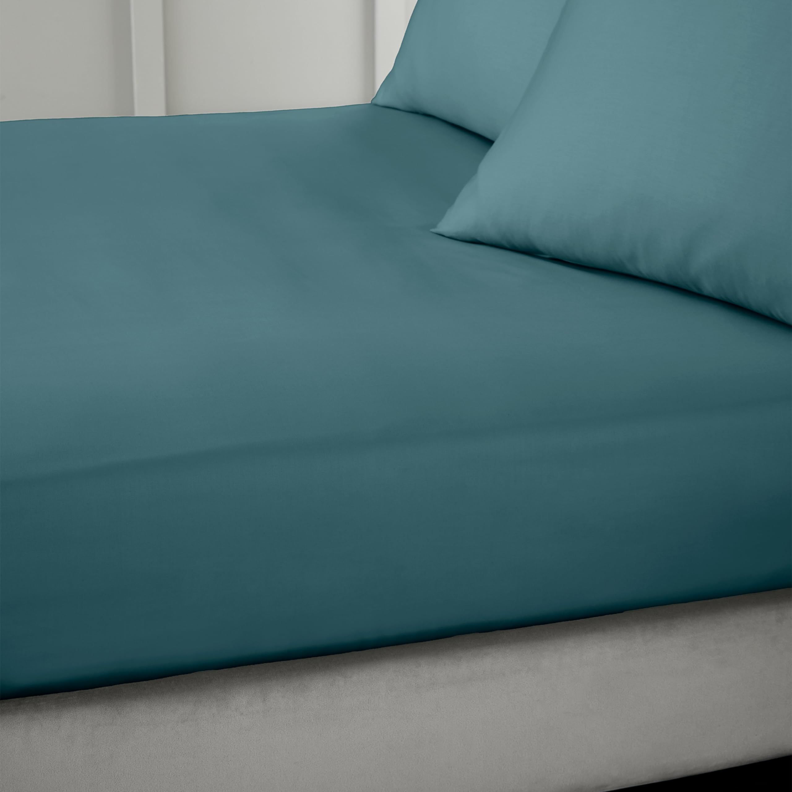 Bianca 400 Thread Count Cotton Sateen Super King Fitted Sheet Teal