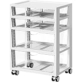 Vtopmart Plastic Drawer Storage Rolling Cart with Wheels, 4-Tier Drawer Organizer for Art Crafts Supplies, Home Office Supplies, Toys, Under Desk Storage for Office, Craft Room, Bedroom, Classroom