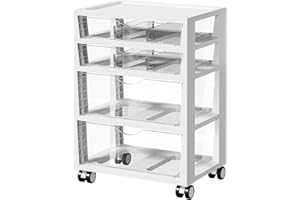 Vtopmart Plastic Drawer Storage Rolling Cart with Wheels, 4-Tier Drawer Organizer for Art Crafts Supplies, Home Office Supplies, Toys, Under Desk Storage for Office, Craft Room, Bedroom, Classroom