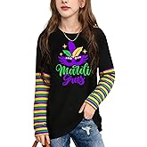 Ithalt Kids Carnival Shirt Boys Girls Fat Tuesday Tshirt New Orleans Carnival Party Long Sleeve Tops