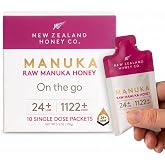 Pure Manuka Honey UMF 24+ | MGO 1122+ | 10 Raw Single-Serve Packets | Authentic Monofloral, UMF Certified | Travel-Friendly On-the-Go Format - 10 Pack