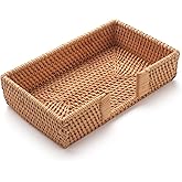 Rattan Napkin Holder Rectangle, 9.5" x 5.5" x 2", Wicker Napkin Tray, Woven Guest Towel Holder for Restaurant/Kitchen/Bathroom Paper Towels for Guests