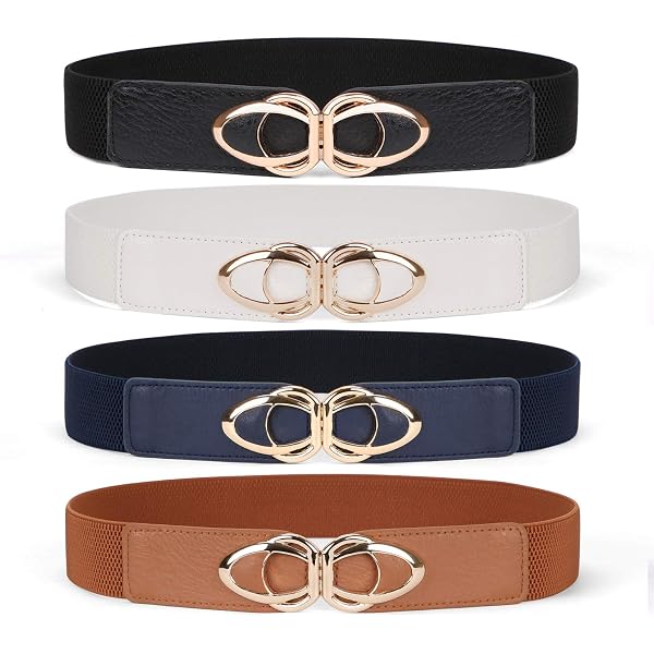 Zhanmai 6 Pieces Women Bow Skinny Elastic Waist Belt Faux  display picture 3