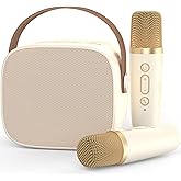 Mini Karaoke Machine Microphone,Fun Toys Christmas Birthday Gifts for Adult Kids/Toddler Boys Girls 3 4 5 6 7 8 9 10 11 12+,Portable Bluetooth Speaker with 2 Wireless Microphone
