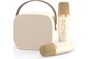 MEGUO Mini Karaoke Machine Microphone,Fun Toys Christmas Birthday Gifts for Adult Kids/Toddler Boys Girls 3 4 5 6 7 8 9 10 11 12+,Portable Bluetooth Speaker with 2 Wireless Microphone