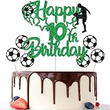 Gidobo 10th Birthday Cake Toppers Football Green Glitter Boys