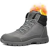 ANGRYRAM Winter Steel Toe Boots for Men Women Comfortable Warm Faux Fur Slip Resistant Snow Work Boots