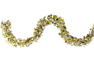 NORTHLIGHT 12' Gold and Silver Boa Wide Cut Christmas Tinsel Garland - Unlit