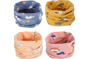 4 Pcs Kids Neck Scarves Girls Boys Warmer Cotton Scarves Winter Neck Scarf Cute Circle Collar Scarf Toddler Windproof