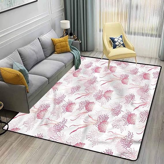 Coral Pattern Rugs for Living Room, Bedroom and Hard Floor