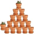 Juvale 16-Pack Small Terracotta Pots with Saucers and Drainage Hole, 2.2 x 2.2 x 1.9 Inches Paintable Pottery for Succulents, Plants, Flowers, Cactus, Garden Nursery, and Wedding Decor