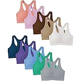 Sexy Basics Women's Cotton Spandex Racer Back Bra | 4 Way Stretch Pullover Workout Sport Bras (Multi-Pack)