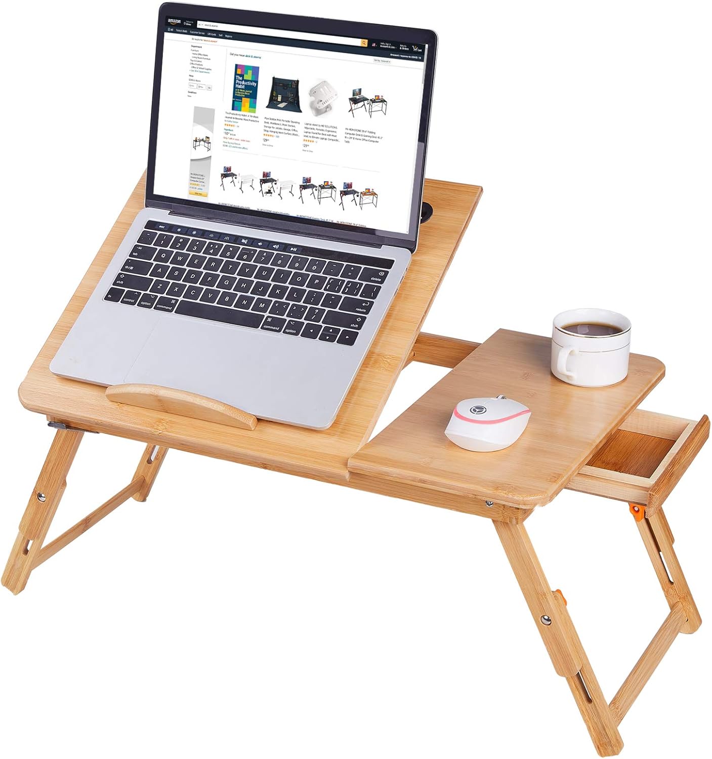Laptop Bed Tray Multi Tasking Bamboo Lap Desk Bed Tray Table with Tilt
