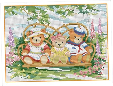 Amazon Baoblaze クロスステッチキット 図柄印刷済み 刺繍キット 熊の家族 可愛い 刺繍ツール付き 便利 簡単 刺しゅうキット 通販