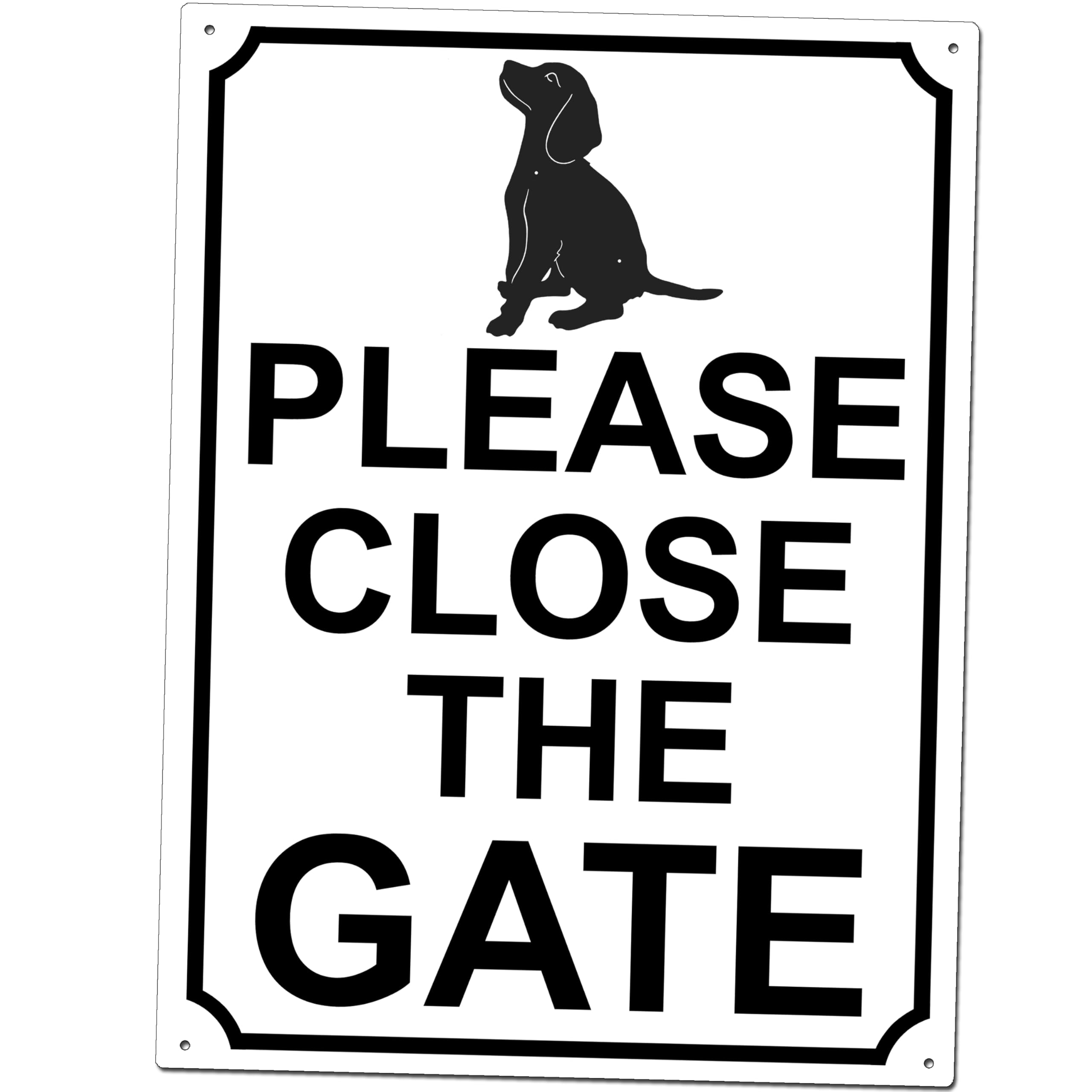 SHAWPRINT PLEASE CLOSE THE GATE METAL SIGN DOG THEME 150MM X 115MM (49H1S)