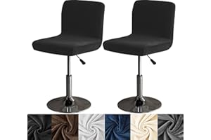 HFCNMY Bar Stool Covers with Backs,2 Pack Stretch Velvet Bar Stool Covers Bar Chair Covers Barstool Seat Cover Washable High Chair Cover with Elastic Bands Black