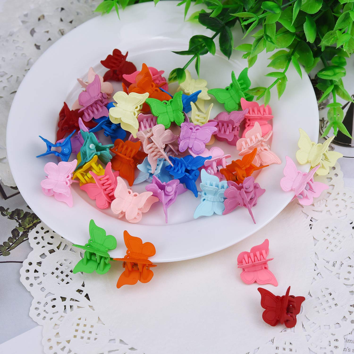 EAONE 50 Pieces Butterfly Hair Clips Mini Hair Claw Clip Jaw Clips for Girls Women with Box Package, 14 Assorted Colors : Beauty