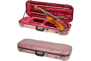 Crossrock Oblong Case fits 4/4 Full-Size Violin, Includes Interior Compartment, 2 Bow Holders, Security Lock, and Detachable Straps-Rose Gold (CRA860VFRG-R)