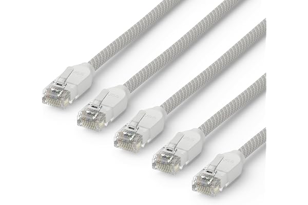 Amazon eero CAT6a Ethernet cable - Supports 10 gigabit+ speeds, 5 foot, 5-pack, Arctic White