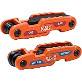 Klein Tools 70542 Folding Hex Key Set, Metric and SAE, 17-Key Portable, High-Leverage Blades, 2-Pack