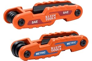 Klein Tools 70542 Folding Hex Key Set, Metric and SAE, 17-Key Portable, High-Leverage Blades, 2-Pack