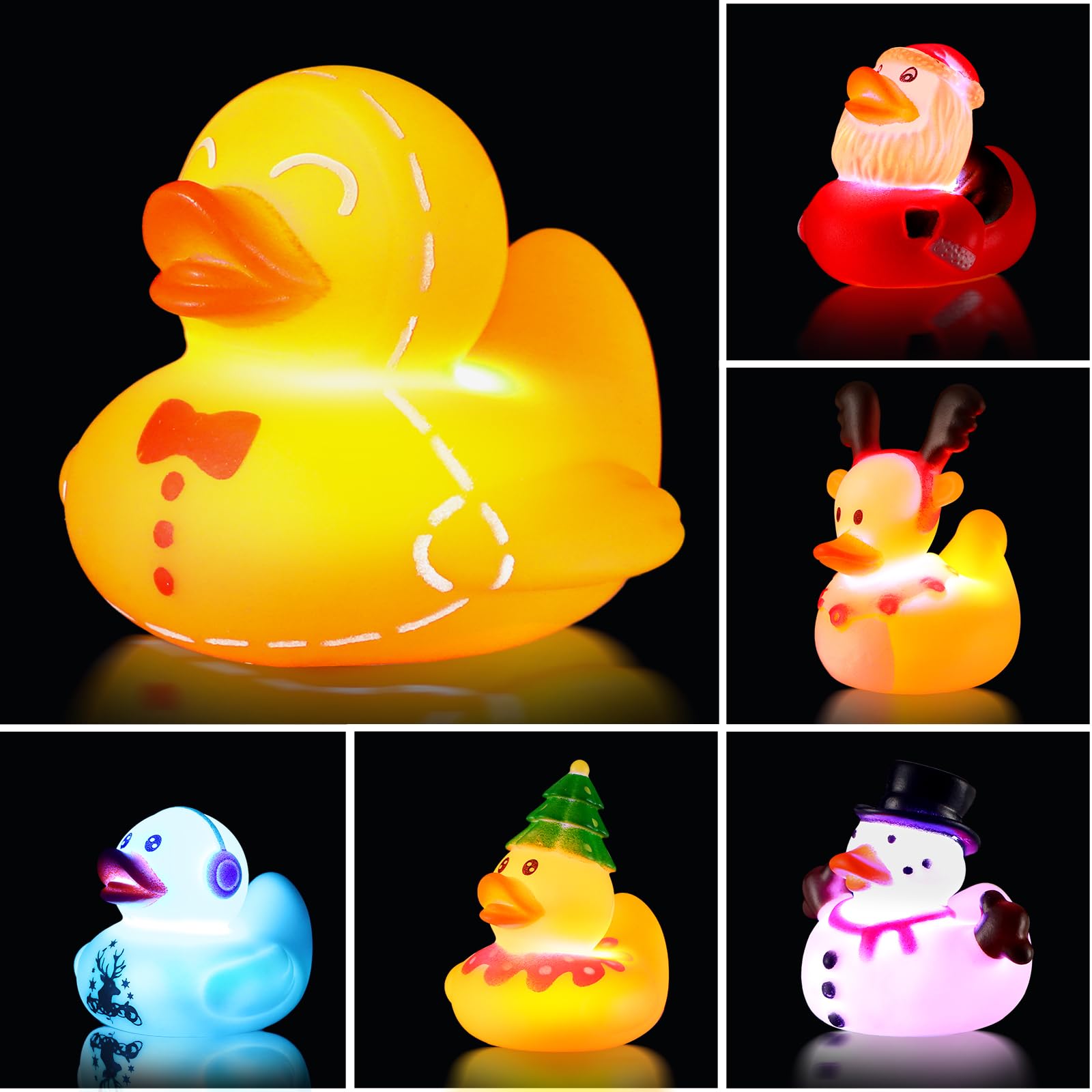Photo 1 of Sotiff 12 Pack Christmas Rubber Ducks Light Up Ducks Toddler Stocking Stuffers Christmas Bath Toys Christmas Ducks for Kids Toddlers Boys Girls Sensory Toy Birthday Gift Party Favor