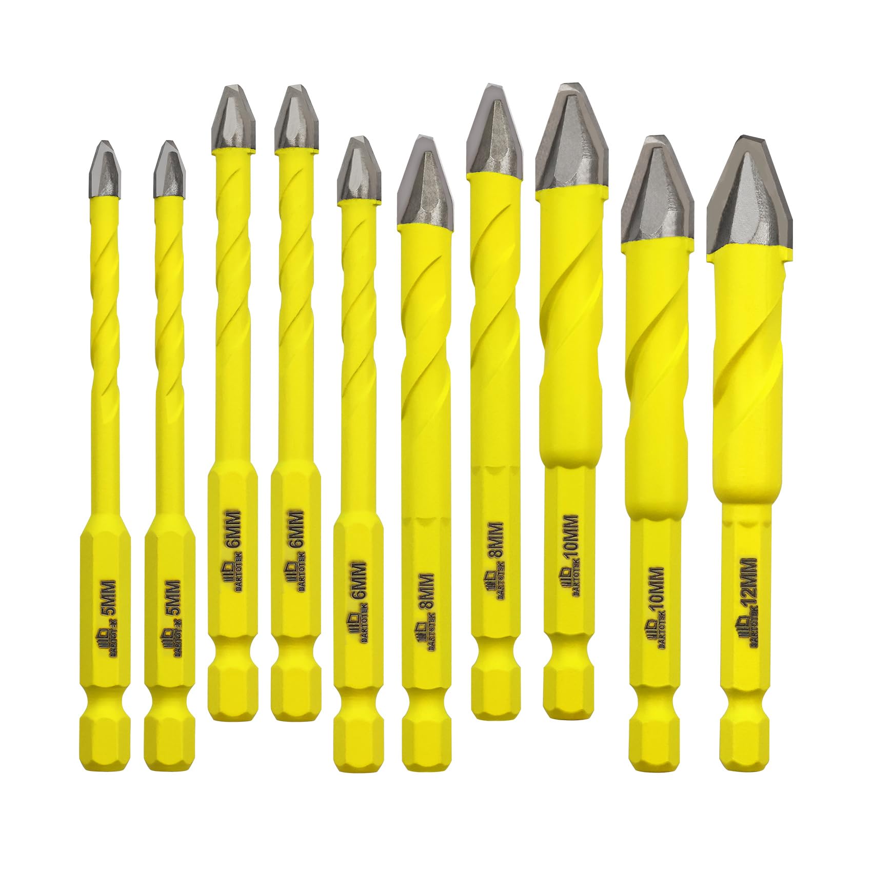 Crooked Head Eccentric Drill 5/6/8/10/12MM Sets of Bits DARTOTEK Twist Drill Bits Wood/Plastic/Glass/Concrete Brick Multi-Material Drill Bit with Bit Storage Case,10 pcs