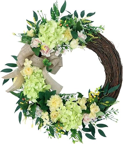 Amazon Langba リース 牡丹 花輪 造花 壁掛け 玄関飾り 部屋飾り ハンドメイドリース 結婚式 店舗 玄関 お祝い パーティー 写真装飾 おしゃれ デコレーション イースター 人工アジサイ 造花 オンライン通販