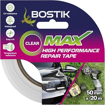 Bostik Max Repair Tape Clear 50mm x 20m Ultra Strong Waterproof Duct Tape