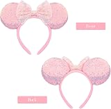 DRESHOW Glitter Mouse Ears Headband with Bow Party Costume Accessory view 2