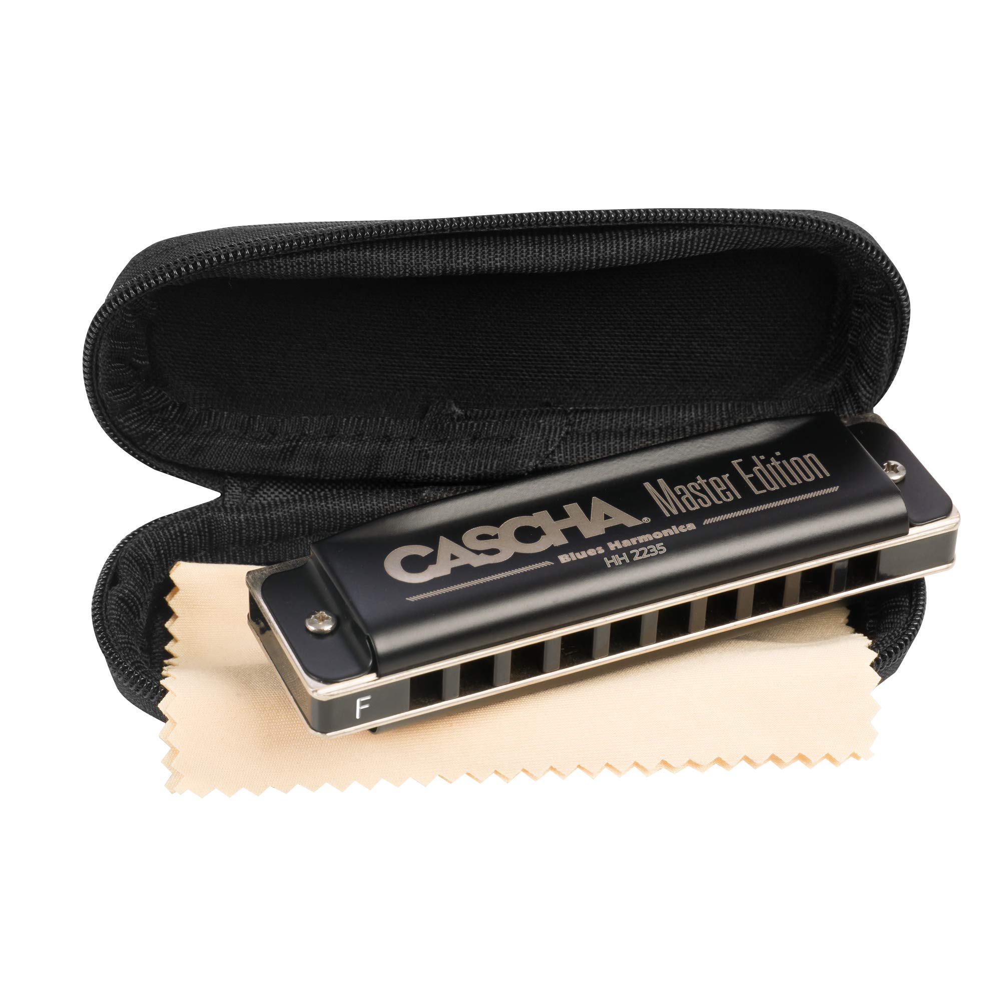 CASCHA Master Edition Blues Harmonica, High Quality Harmonica in F Major with Soft Case and Cleaning Cloth, Blues Organ