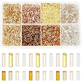 PH PandaHall 2120pcs 8 Styles Glass Bugle, Metallic Seed Beads 4mm 6mm Tube Craft Loose Spacer for Earrings Bracelets Necklaces Waist Chain Jewelry Making, Hole 1mm