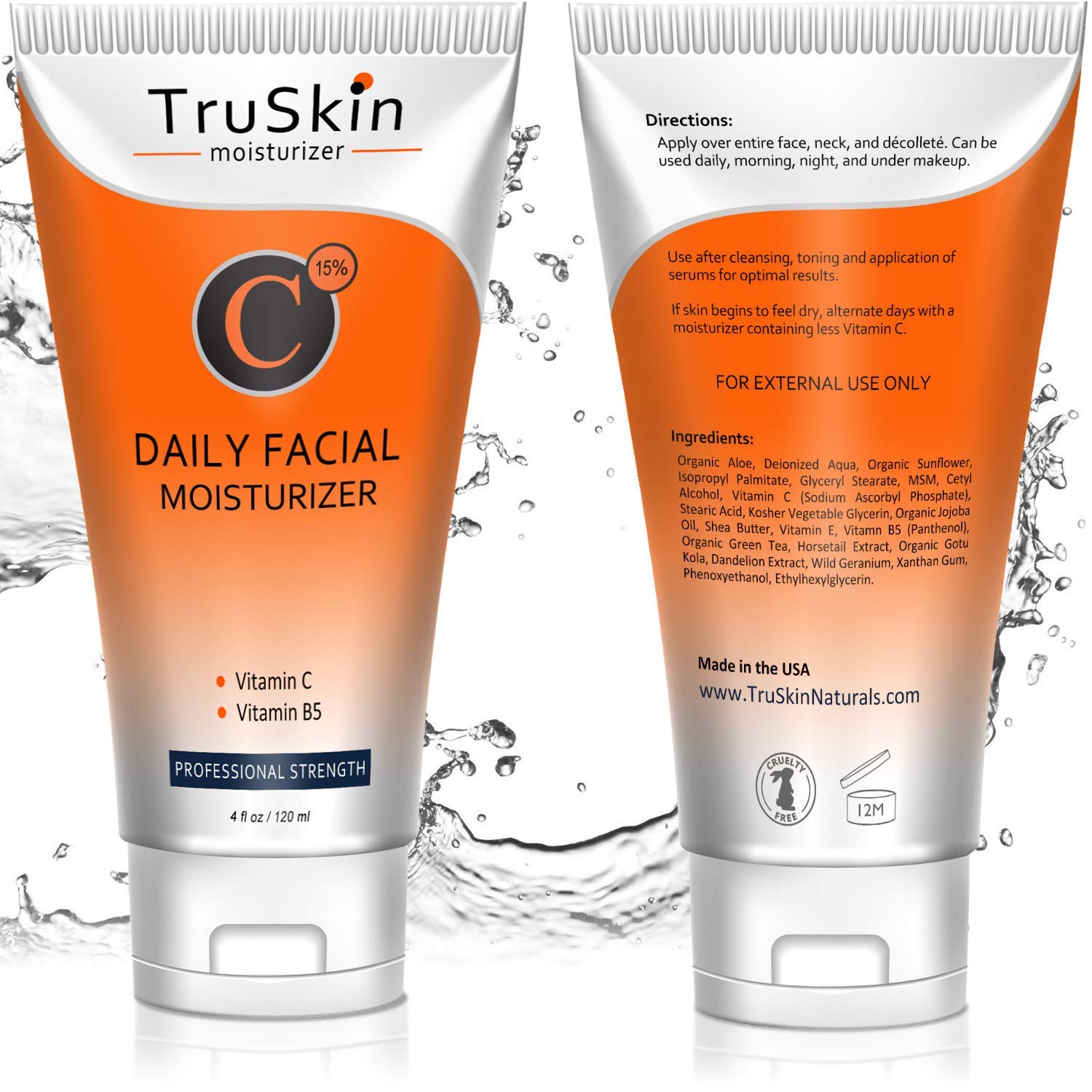TruSkin Vitamin C Moisturizer Face, Neck & Décolleté Cream for All Skin Types with Vitamin B5 and Green Tea, 2 fl oz: Beauty