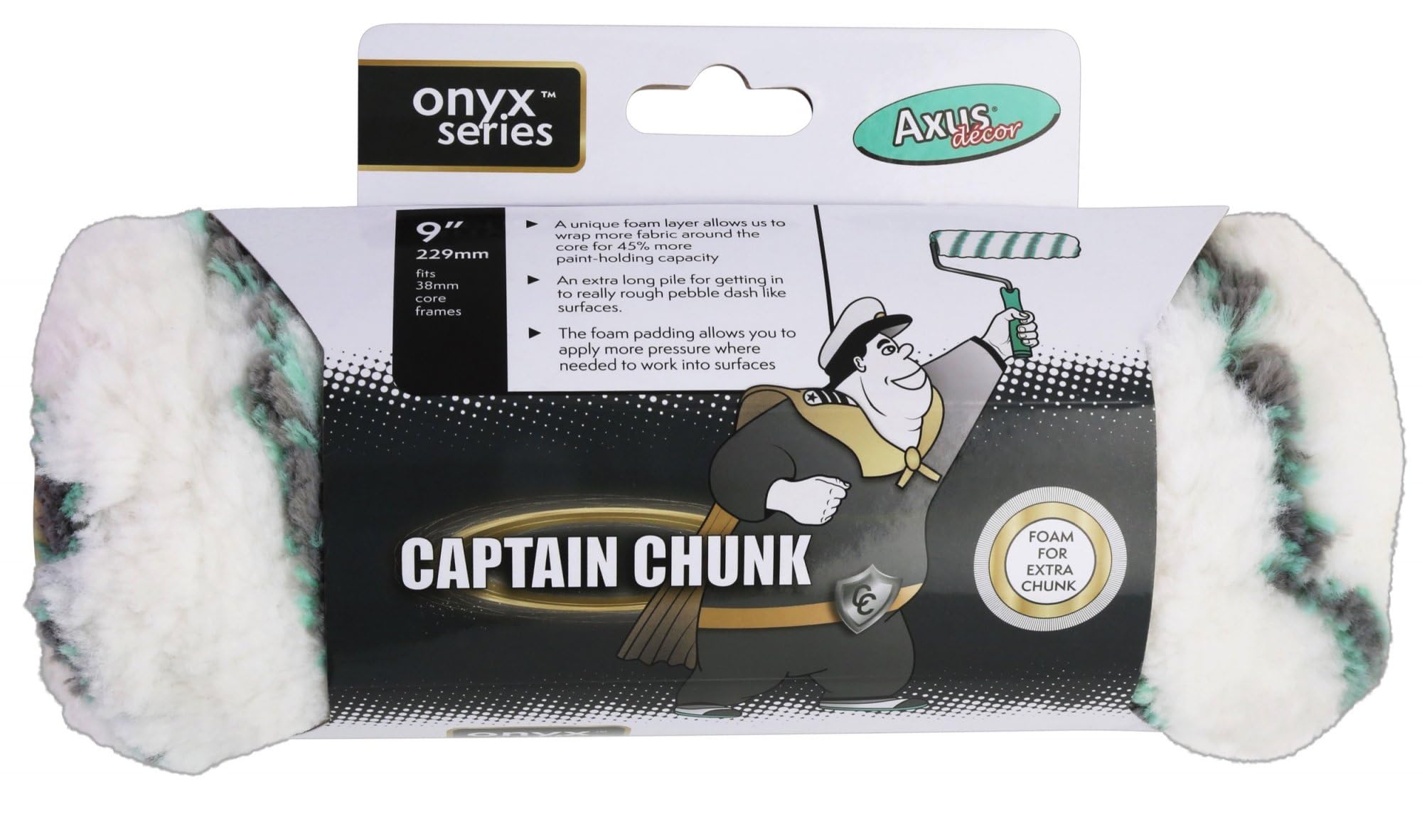 Axus Decor Captain Chunk Roller (Onyx Series) for Professional & DIY Projects,Ideal for Pebble Dash & Rough Surfaces, Excellent Coverage,Sleeve Core Diameter - 9"/230mm,38mm core