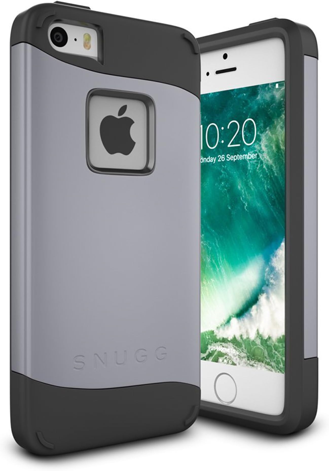 iPhone SE Case, Snugg Apple iPhone SE Dual Layer Slim Case Cover [ Infinity Series ] - Protective Bumper Shell Skin - Grey